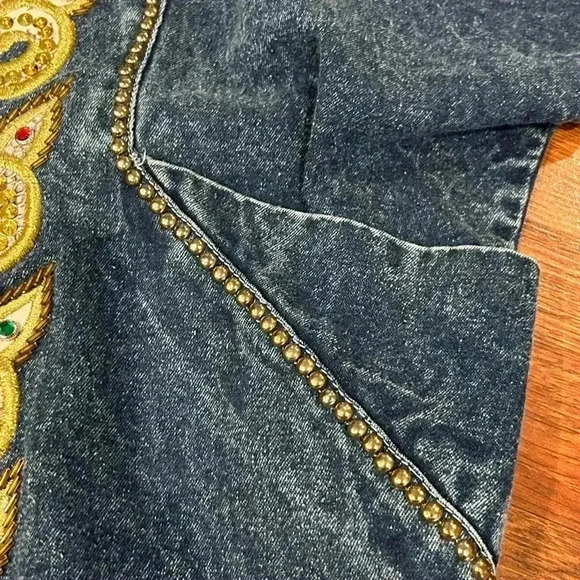 American Classics vintage 80s jean jacket with embellishments size small sequins - Picture 5 of 9